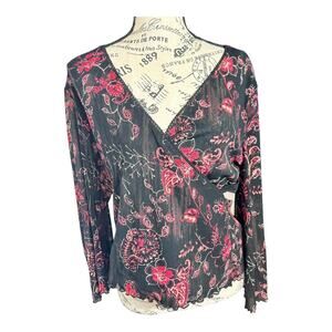 The Limited Black Paisley Boho Chic Bell Sleeved Top Shirt XL